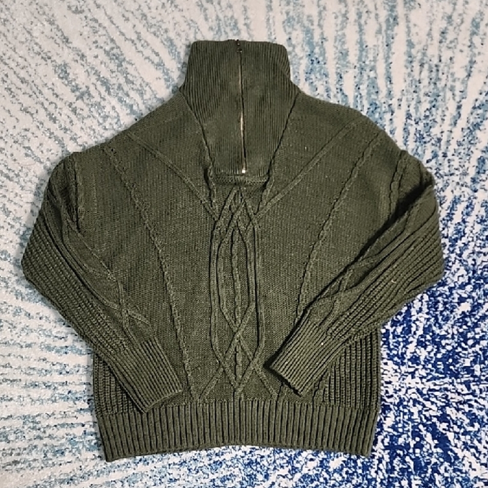 Natural Reflections Forest Green Cowl Neck Sweater